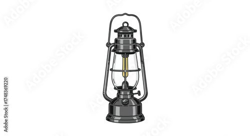 Vintage lantern design featuring transparent glass and metal elements