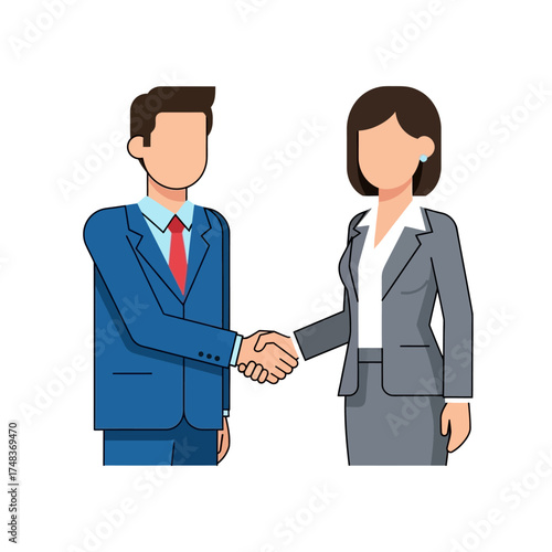 Professional business partners confidently sealing a deal with a firm handshake, symbolizing collaboration and success in a modern corporate environment.
