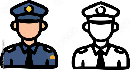 Police Officer Icon in Color and Black 1.