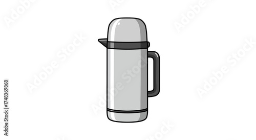 Minimalist thermos design with handle and lid