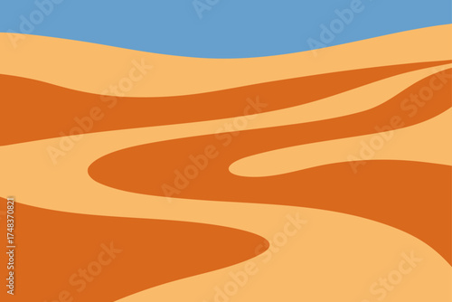 Illustration of desert landscape with blue sky above