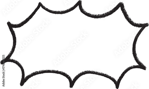 黒いクレヨンタッチのトゲトゲふきだし　Adobe Illustrator Artwork