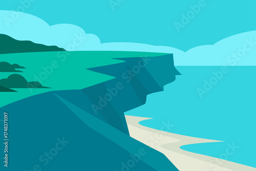 Coastal landscape with cliffs and ocean view scene
