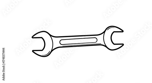 Black and white linear art of a dual open ended wrench