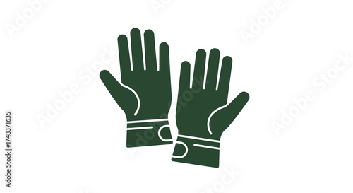 Green silhouette of protective gloves on white background