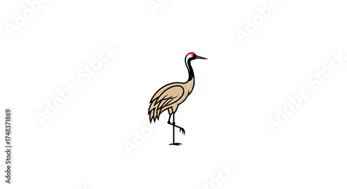 Elegant minimalist crane art with clean lines and soft colors