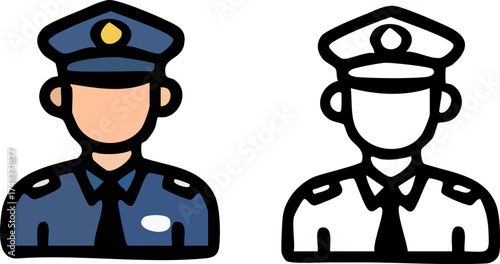 Two Stylized Police Officer Icons.