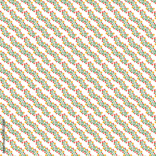 Wallpaper Mural Floral Botanical Pattern With Green Vines And Red Yellow Flowers, Seamless Wallpaper Design Torontodigital.ca