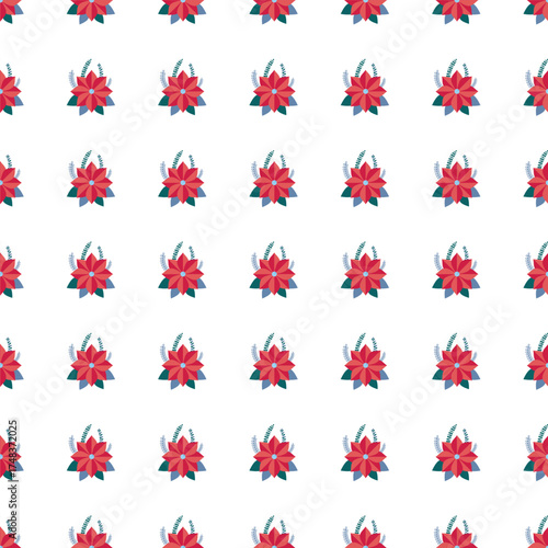 Wallpaper Mural Colorful Floral Pattern With Red Petals And Teal Leaves Repeating Background Design For Decor And Fashion Torontodigital.ca