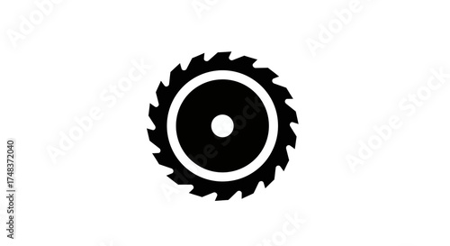 Silhouette of circular saw blade on white background