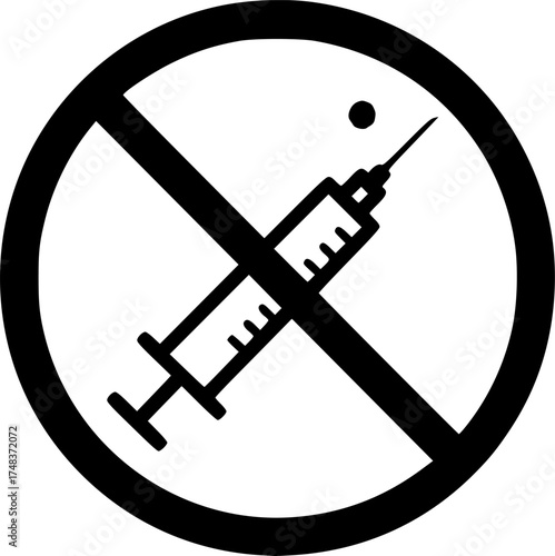 No Syringe Icon: Medical Prohibition Symbol for Safety and Restricted Access
