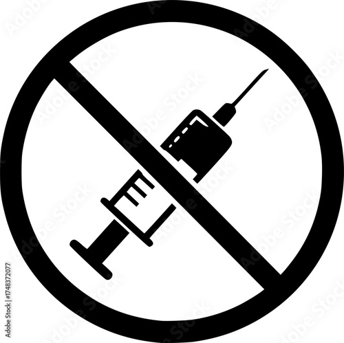 No Syringe Icon: Medical Prohibition Symbol for Safety and Restricted Access
