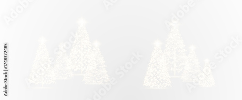 Realistic glowing Christmas trees. Sparkling lights in the form of a Christmas tree with bright shiny particles. Magical design for Christmas party, png.	
