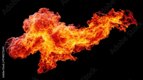 Fire blazing black background