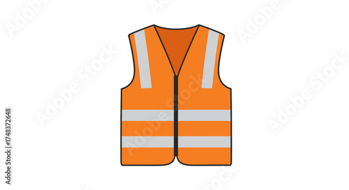 Bright safety vest with reflective stripes on white background
