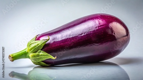 Fresh eggplants on white background