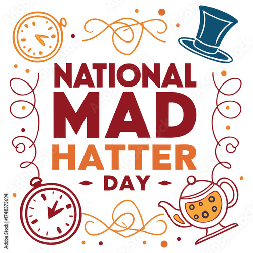 Generative Design Whimsical Mad Hatter Day Tea Party Poster Art