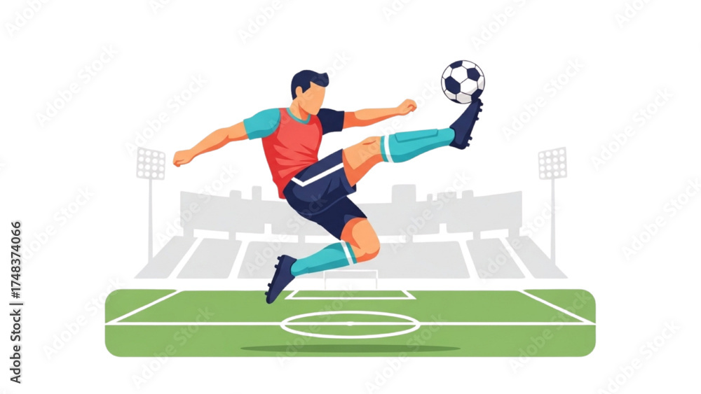 Fototapeta premium Football Game Vector Illustration – Dynamic Sports Action Scene