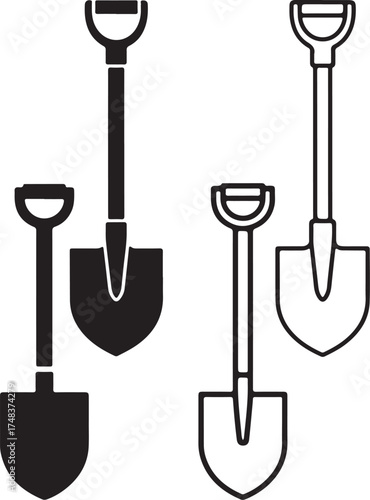 farming shovel vector icon logo
