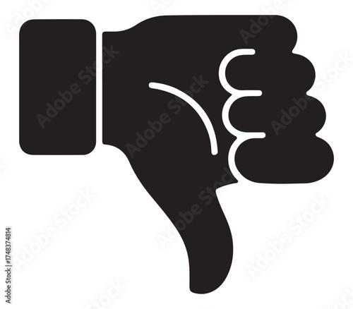 Negative feedback symbol showing disapproval and rejection in a silhouette style