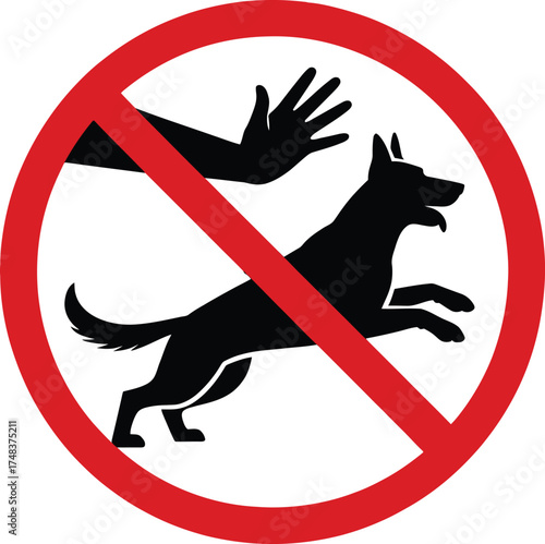 No dogs allowed sign with hand and paw prints on transparent background silhouette