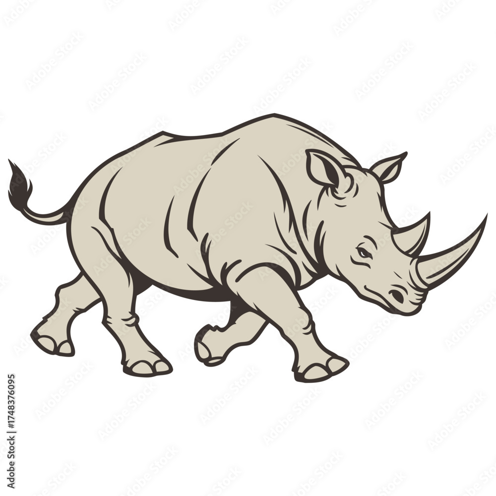 Fototapeta premium Generative Design Powerful Rhinoceros Animal Portrait Wildlife Art