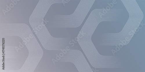 Abstract hexagon lines on gray background. Geometric stripe line art design for poster, brochure, cover, website, banner.