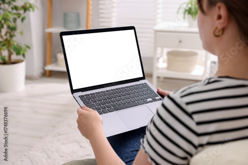 Wallpaper Mural Woman working with laptop indoors, closeup. Mockup for design Torontodigital.ca