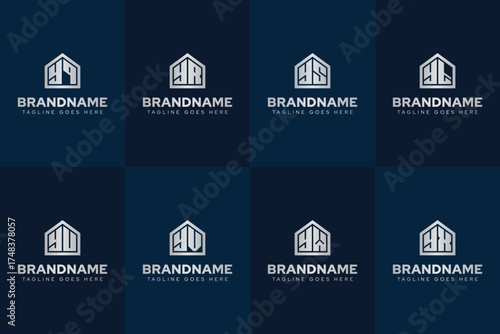 Letters YQ YR YS YT YU YV YW YX Home Luxury Logo, for real estate, construction, or interior design