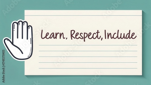 Message Card with Learn Respect Inclusive Words Displayed