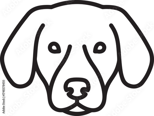 Dog head line art isolated on white background vector