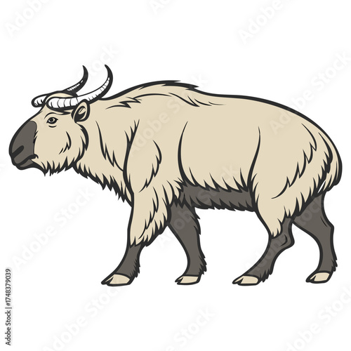AI Rendered Golden Takin Animal Portrait Unique Wildlife Graphic