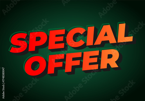 A vibrant graphic design featuring the words Special Offer in bold, three dimensional text with a gr