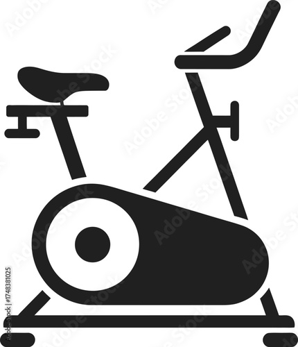 Simple black exercise bike icon design on transparent background silhouette