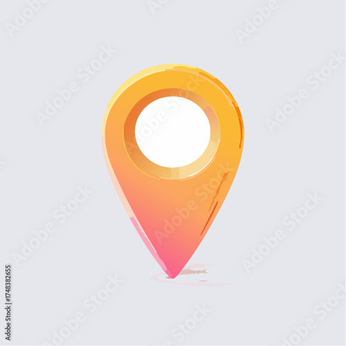 Abstract location marker icon with gradient colors and watercolor texture