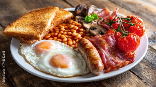 Traditional Full English Breakfast on a Plate