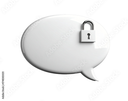 Chat Bubble with Tiny Lock Badge — Transparent PNG