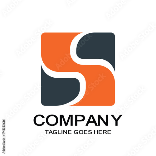 Modern S letter logo, abstract square shape, creative company brand identity, business vector icon template.