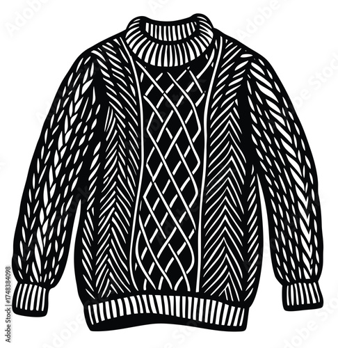 Knitted sweater on white background isolated fashion clothing winter style