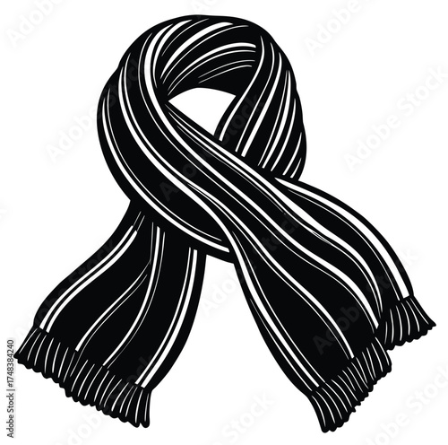 Black and white striped scarf with tribal tattoo vector illustration