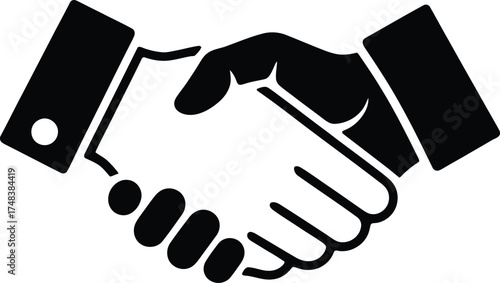 Black handshake graphic illustration simple design with clean lines on transparent background silhouette