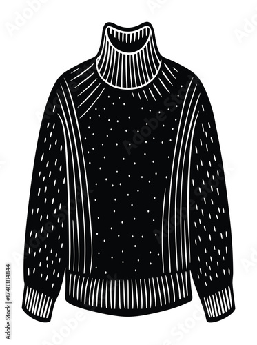 Black and white striped sweater cotton textile apparel fashion design object