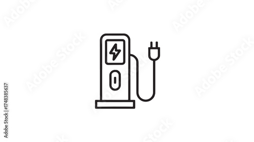 Modern electric vehicle charging station icon with power plug