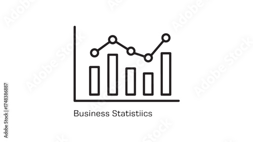 Simple line graph with bar chart showing business statistics and growth trend