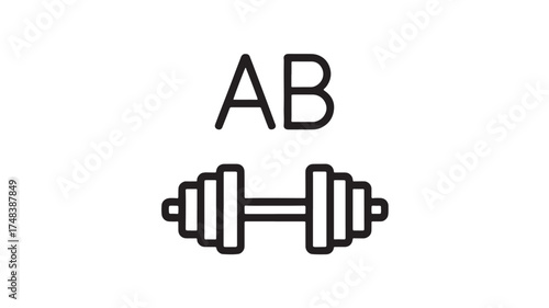 Icon representing abdominal strength training with a dumbbell