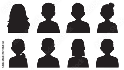 Diverse collection of anonymous silhouette avatars representing different people