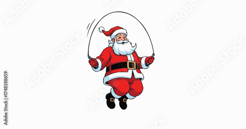 Santa Claus jumps rope to stay fit for Christmas delivery, full of holiday cheer