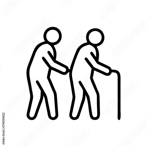 Elderly Walking Together Illustration