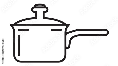 Simple line drawing of a cooking pot with a lid and handle