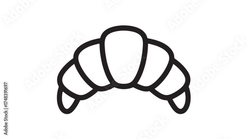 Simple line drawing of a classic croissant on a white background